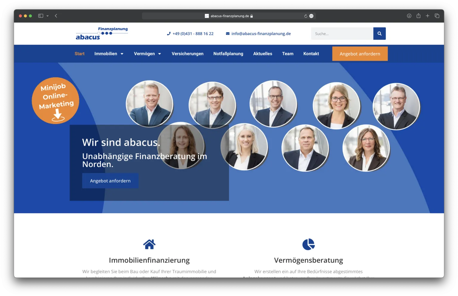 Website abacus Finanzplanung
